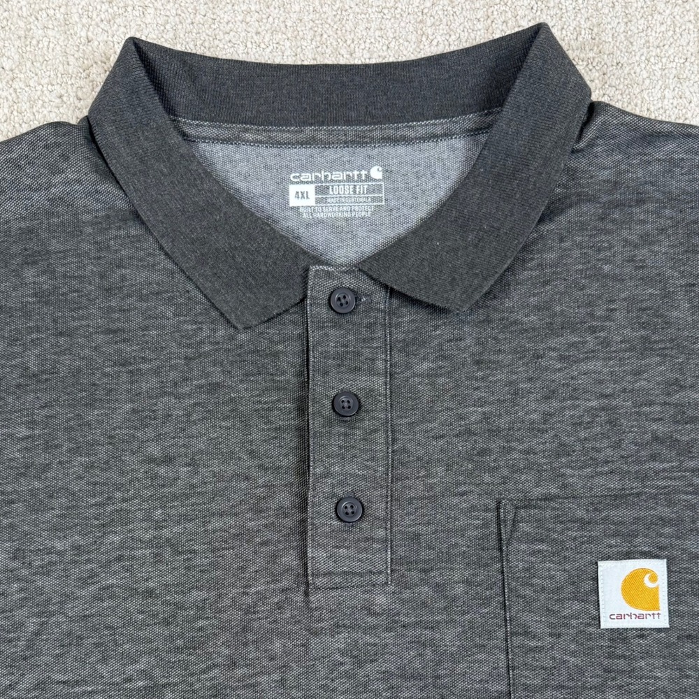 Carhartt Mens 4XL Gray Loose Fit Pocket Polo Shirt